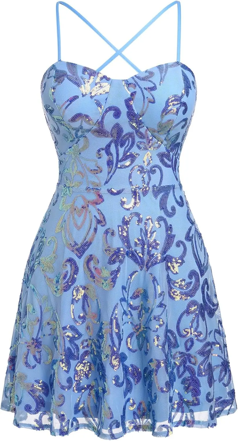 ชุดเดรสสั้นรัดรูปประดับเลื่อมวิบวับ สายเดี่ยวทรงเอ สไตล์สวิง เหมาะสำหรับงานปาร์ตี้ งานกลางคืน งานเต้นรำ ความยาวเหนือเข่า ชุดราตรีค็อกเทล