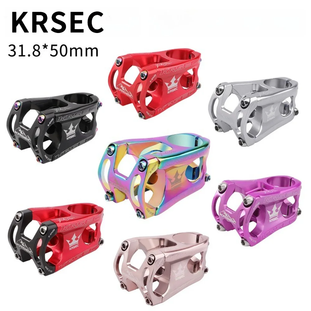 

KRSEC mtb bike stem 31.8 Power Short Bicycle handlebar stem CNC 0 degrees aluminum stem 50mm for 28.6mm Fornt Fork Head Tube