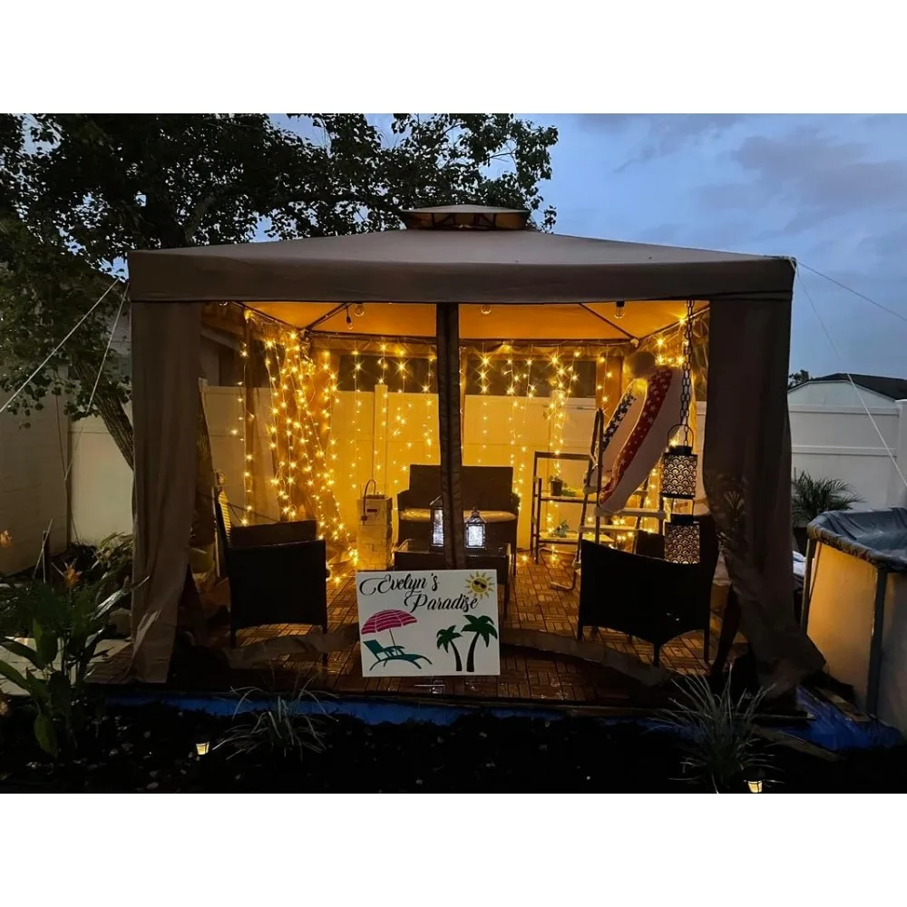 أضواء ستارة LED من Ever Lighting 594، سلسلة أضواء معلقة معلقة بطول 20 × 10 أقدام لحفلات الزفاف وخلفيات الحفلات، نافذة T #4