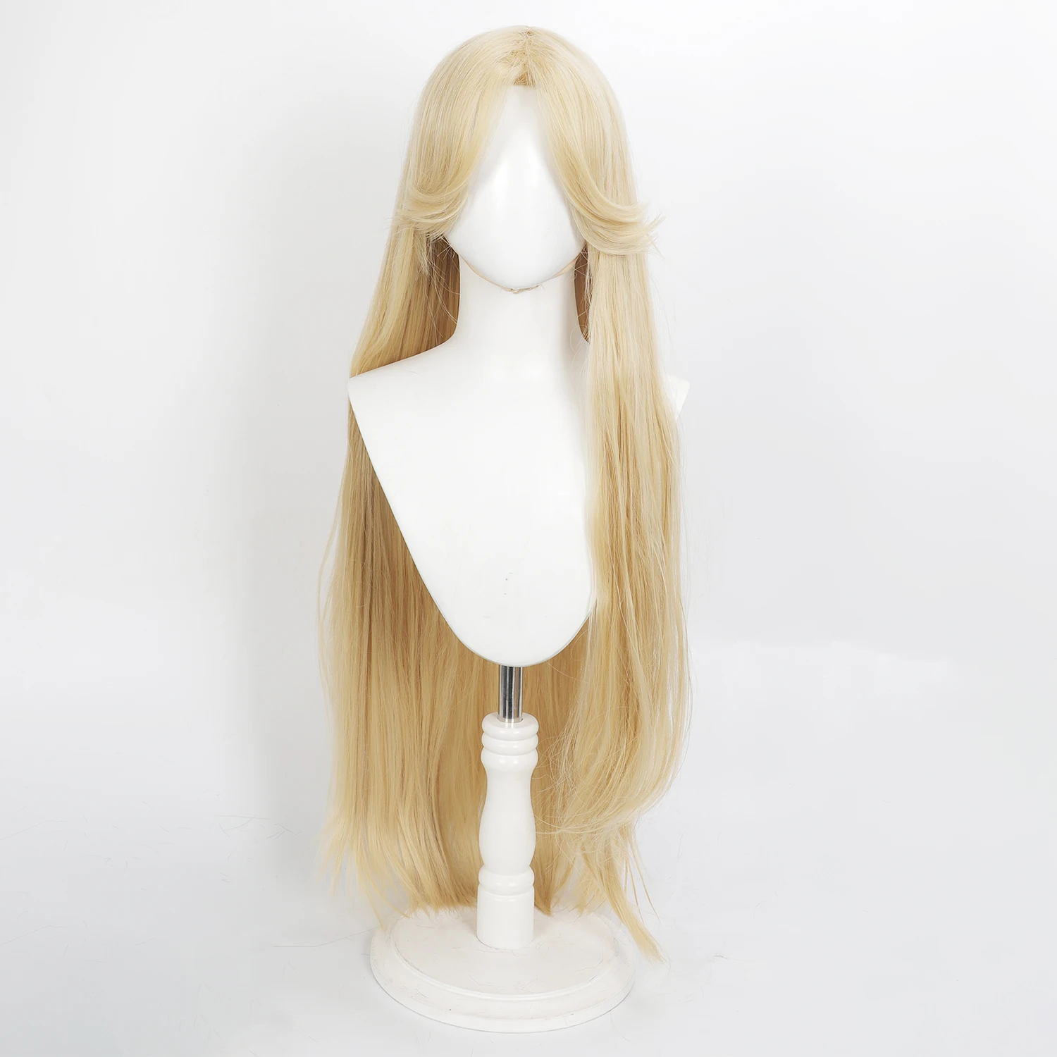 32inch Long Wavy Blonde Synthetic Wig Heat Resistant Cosplay Hair for Princess Themed Costume Party image 2