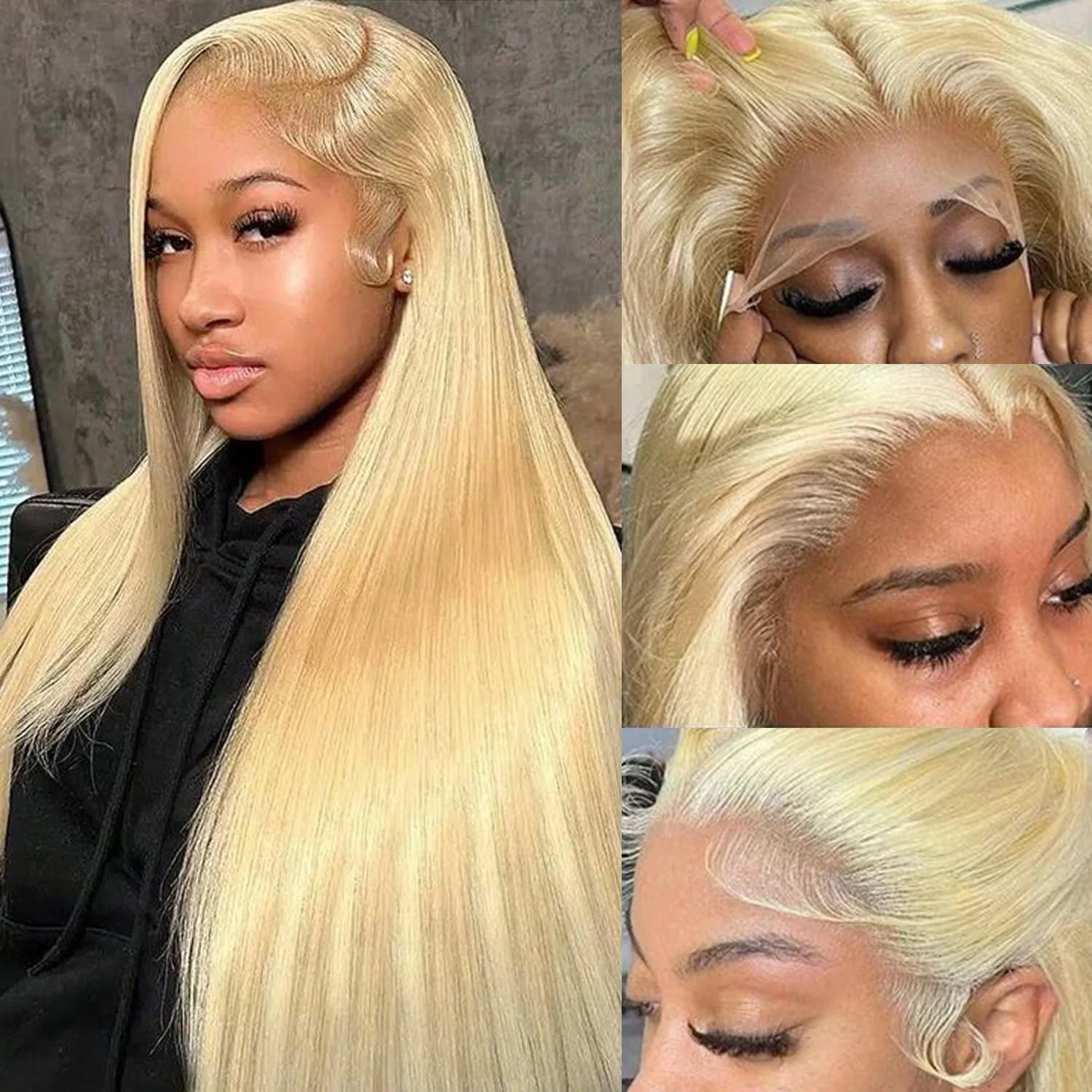 

613 HD Парик Фронта Шнурка 13x6 Блондинка Прямой Парик Фронта Шнурка 46 Дюймов 13x4 Бразильские Волосы 100% Человеческие Волосы Для Женщин Предварительно Сорванные