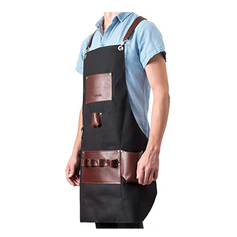 Thick Canvas Apron for Men Electricians Gardeners Carpenters Workwear Kitchen Outdoor Barbecue Leather Apron Customized LOGO