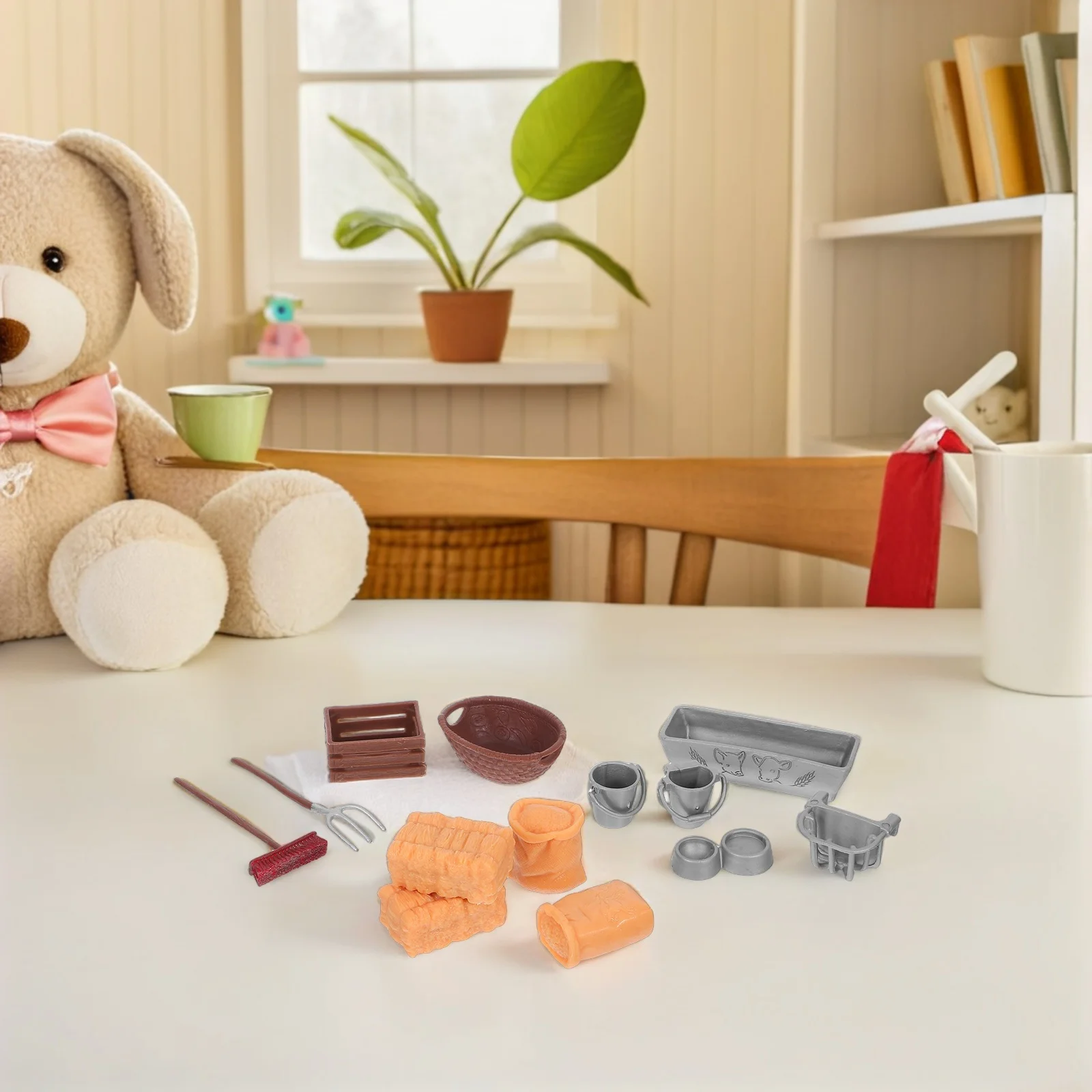 مجموعة ألعاب الحظيرة للأطفال الصغار، أدوات المزرعة، مجموعات لعب الحيوانات لحيوانات بيت الدمى