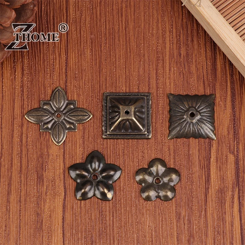 Caja de madera de 10 Uds., tapicería decorativa de latón antiguo para joyería, cofre, regalo, caja de vino, protectores, Hardware