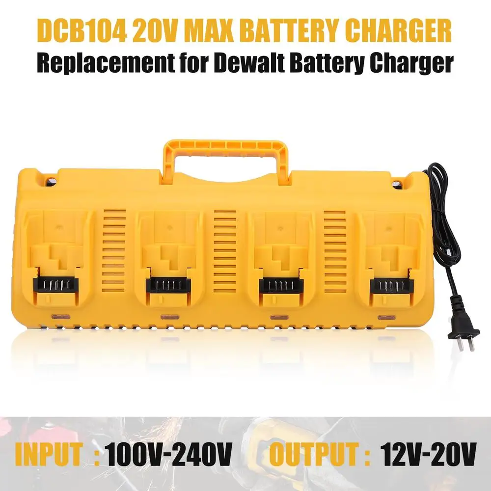 4-Port Dewalt 12 فولت/20 فولت ماكس محطة شاحن بطارية ليثيوم مؤشر LED التوافق DCB120 DCB124 DCB206 شحن سريع الحرارة