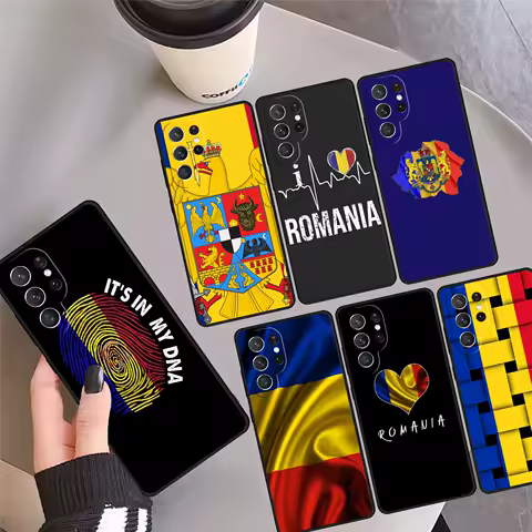 Romania Flag Phone Case Cover Coque For Samsung Galaxy S24 Ultra 23 S22 Plus S21 FE S20 S8 S9 S10 Note 10 Pro Note 20