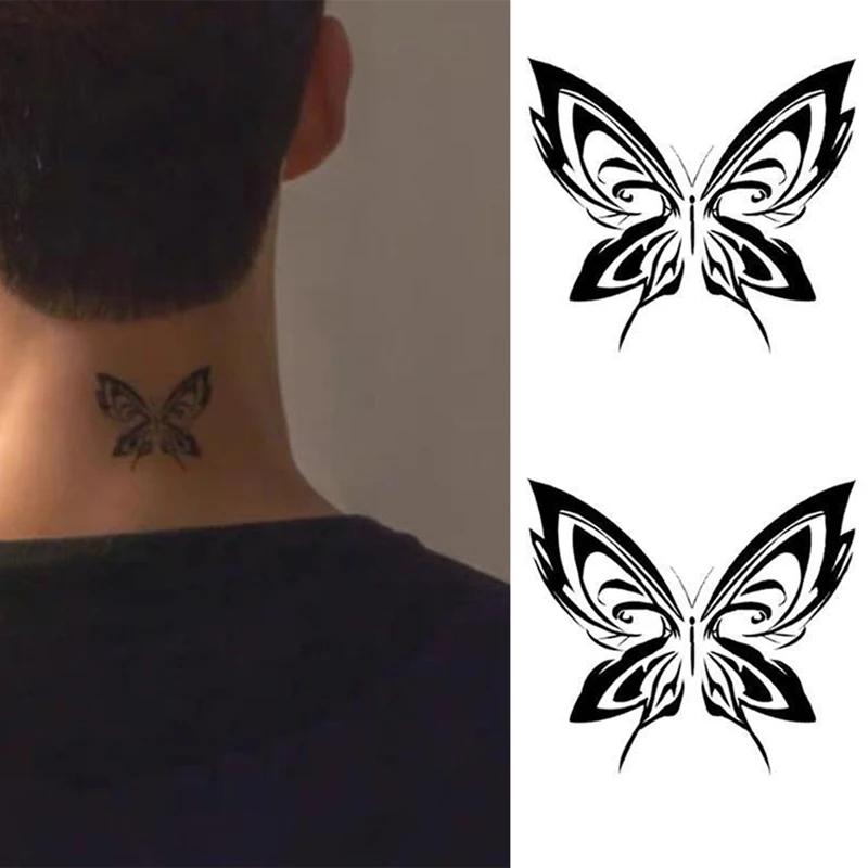 Lasting Butterfly Fake Tattoo For Woman Man Neck Art Tattoo Sticker Herbal Temporary Tattoos Waterproof Tatuajes 2/5/10Pcs