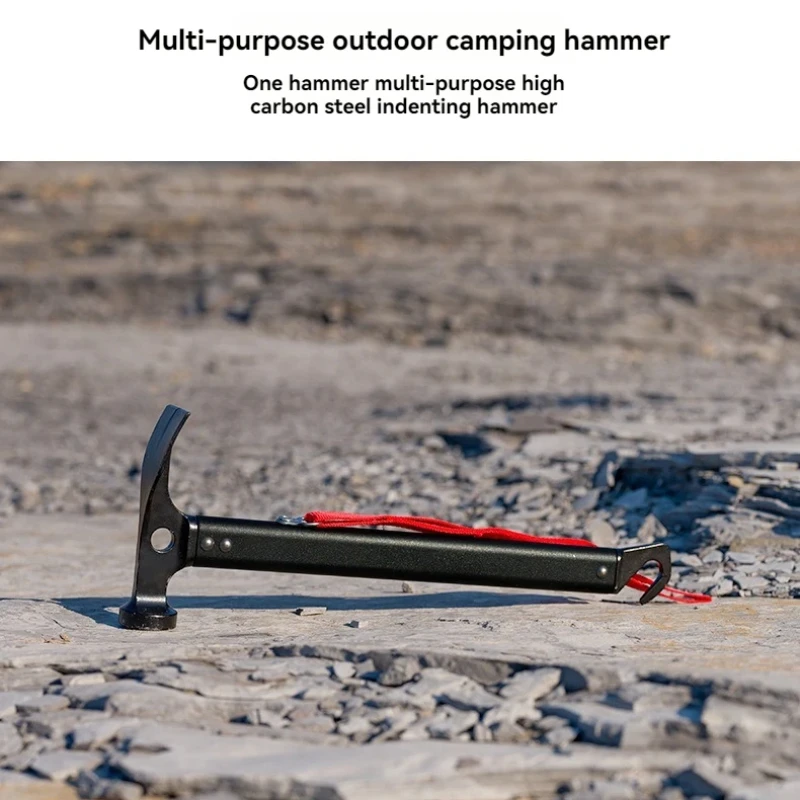 Алюминиевый молоток для палатки с крючком — 12-дюймовый компактный инструмент для кемпинга для установки и вытягивания кольев