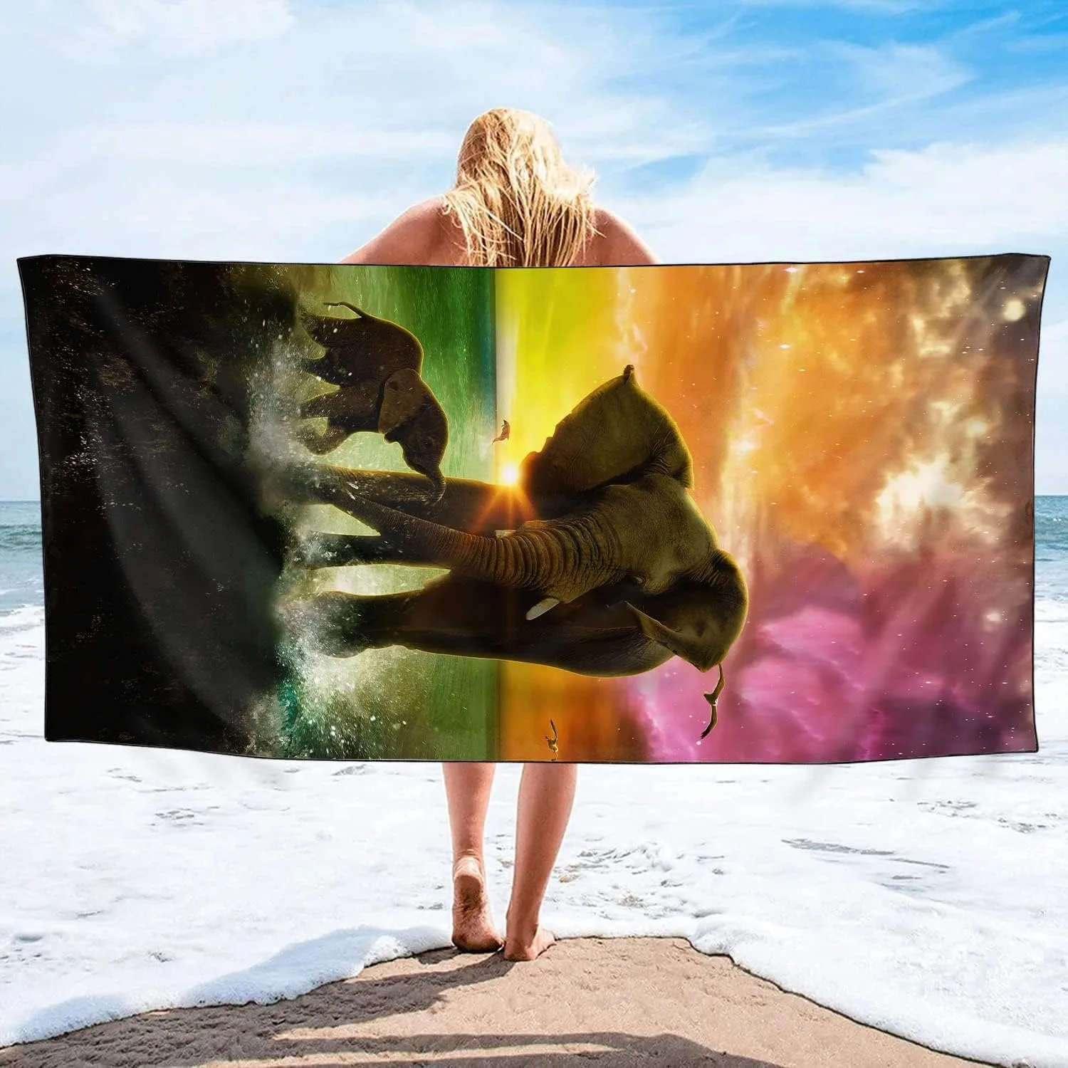 

Wild Elephants pattern Beach Towel for Family stuffs friends Gifts Quick-Dry Sand free For Bath Yoga Beach Camping Swimming GYM