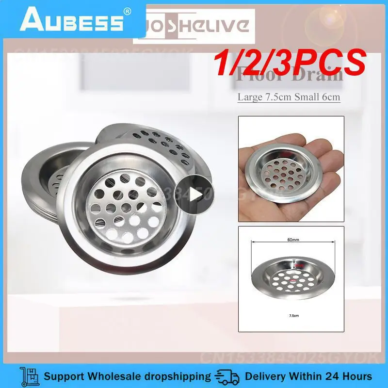 1/2/3PCS Kitchen Sink Filter Stainless Steel Mesh Sink Strainer Filter Bathroom Sink Strainer Drain Hole Filter Trap Waste