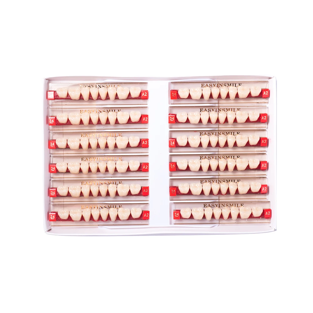 Easyinsmile الأسنان الراتنج الأسنان الاكريليك أسنان الأسنان الأمامية الخلفية العلوي السفلي مجموعة كاملة الظل A1/A2/A3 3/8/16 مجموعات #4