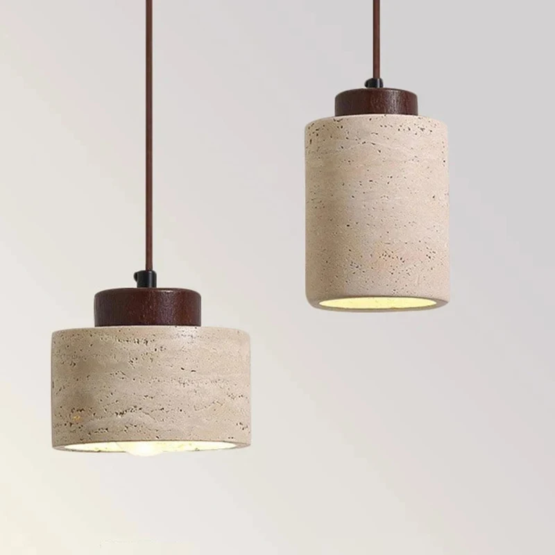 Style japonais nordique naturel jaune grotte pierre rétro salle à manger chambre chevet longue ligne lustre jaune grotte pierre lampe