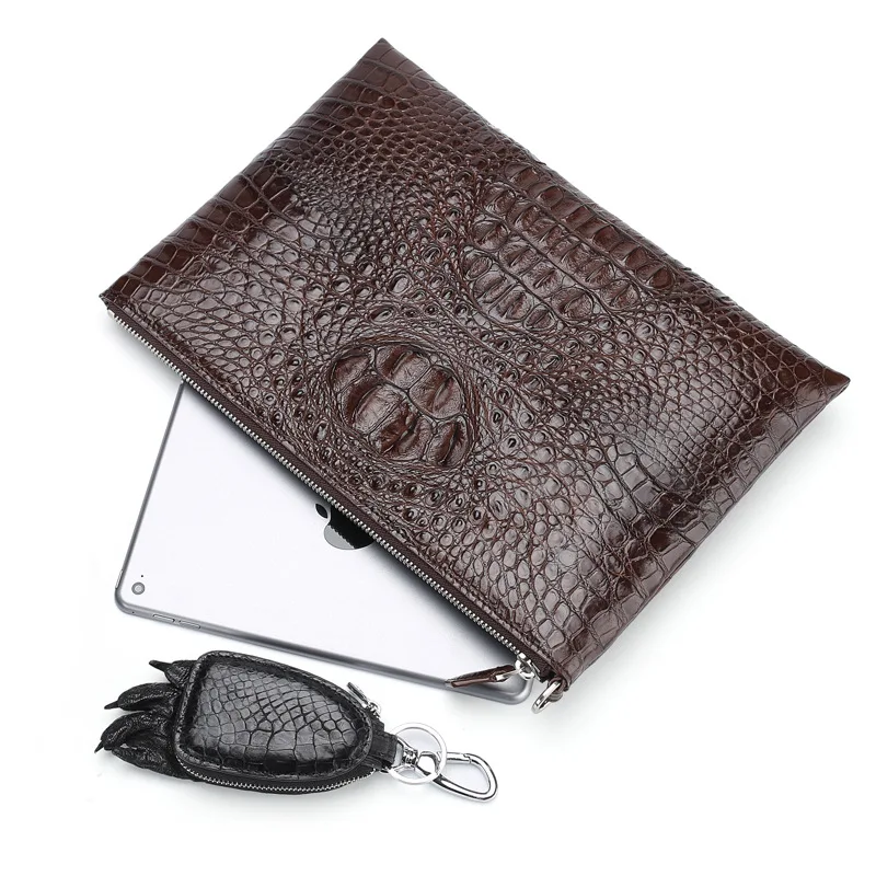 2023 Luxury Crocodile Leather Men's Clutch Wallet Large Capacity Business Leisure Envelope Bag Genuine Leather Men's Handbag 45