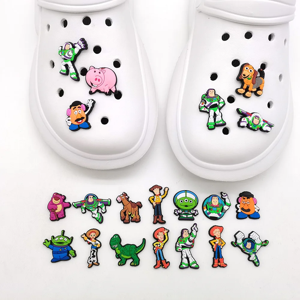 20PCS Cartoon Bath Lightyear Shoe Buckle Disney Toy Story Shoe Decoration Shoes Charms Accessories Summer Sandals Clogs
