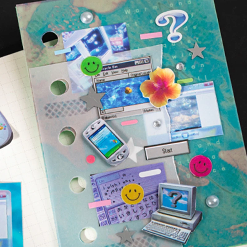 Mr.Paper 20 Blatt/Buch Y2K Retro Glitzer-Stickerbuch, Ästhetische Y2K-Themen-Aufkleber für Journal Scrapbooking DIY Deko – Detail 4