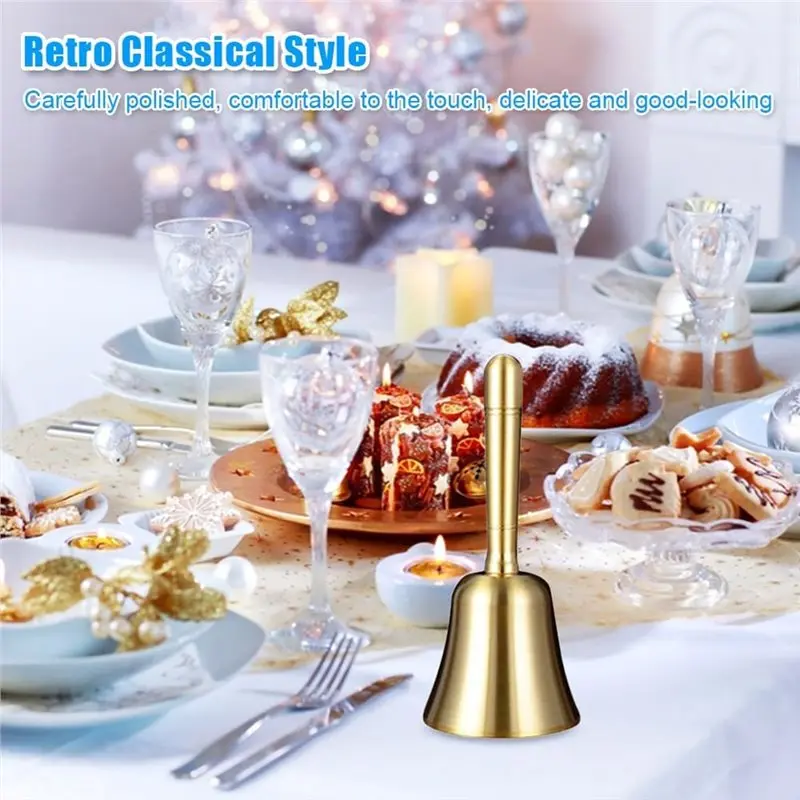 ABVJ-Hand Bell Classic، جرس وجبة عالي، جرس طاولة متعدد الوظائف، جرس استقبال للمدرسة، الكنيسة، عيد الميلاد