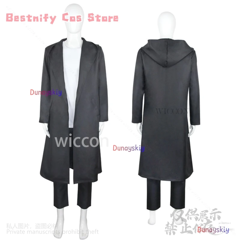 Anime 자ssiSung Jin Woo Traje Preto Trench Coat com Capuz Peruca Terno Para Homem Halloween Cos Personalizado