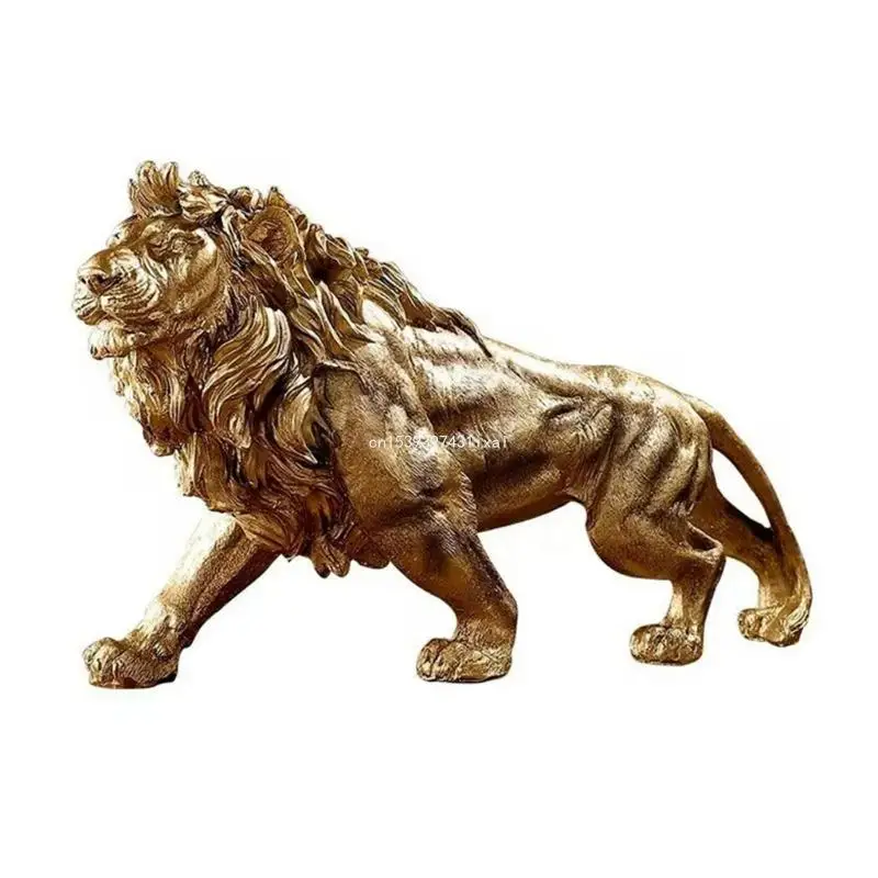 

Resin Lion Sculpture Desktop Animal Statue Decoration Stylish Handmade Crafts