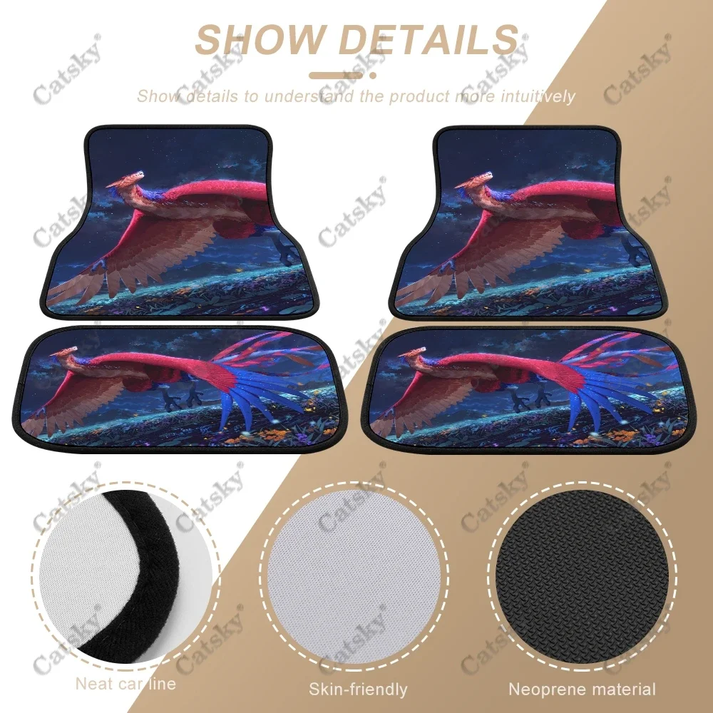 Fantasy Bird Vehicle Front Rear Carpets Mat Decorative Car Floor Carpets Rugs Non-Slip Auto Car Accessories Universal Fit