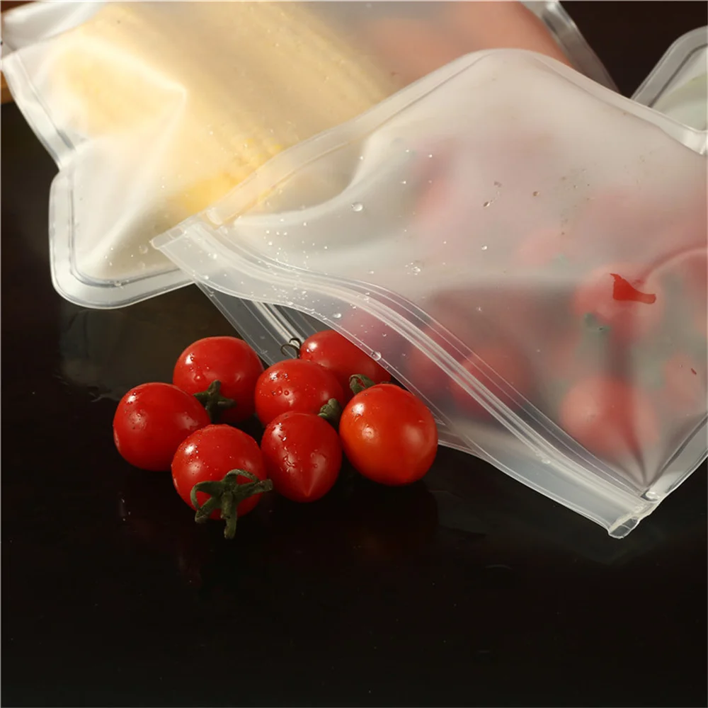 Clear Food Storage Bag Reusable Stand Up Zip Shut Bag Leakproof Smell Proof Containers Fresh Food Wrap Ziplock Packaging Pouch