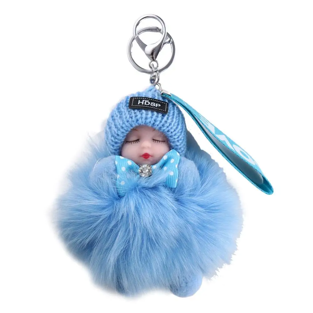 Accessories Ball Pendant Bag Pendant Cars Key Ring Backpack  Keychain Pompom Keyring Fluffy   Sleeping Baby