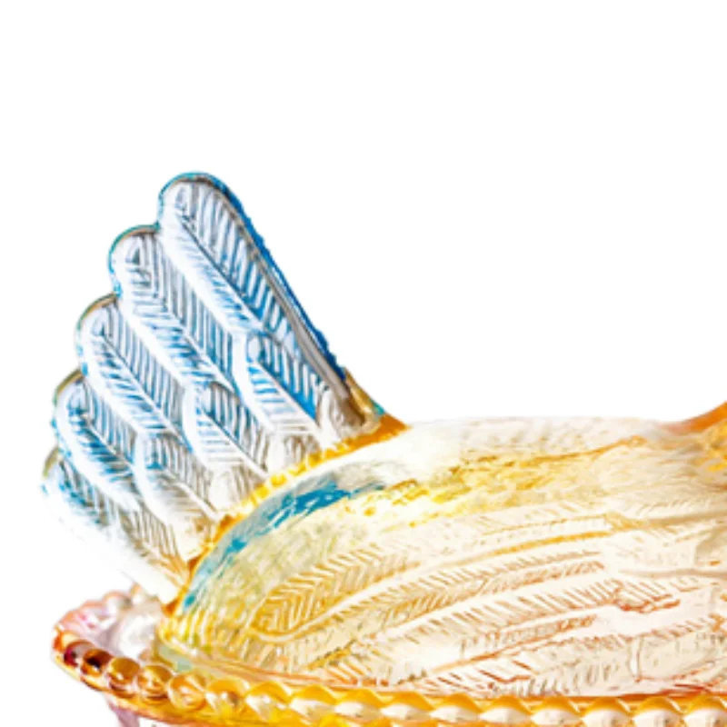

Hen On Nest Glass Dish, Crystal Glasses Candy Dish With Lid Hen-Shaped Chicken Fruit Bowl Dessert Snacks Plate Retro Bowl Jar