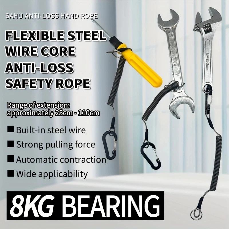 OUYALINE Heavy-Duty Telescopic Stainless Steel Wire Rope, Elastic Fishing Line, Anti-Loss for Rods, Boats, Kayaks, Christ