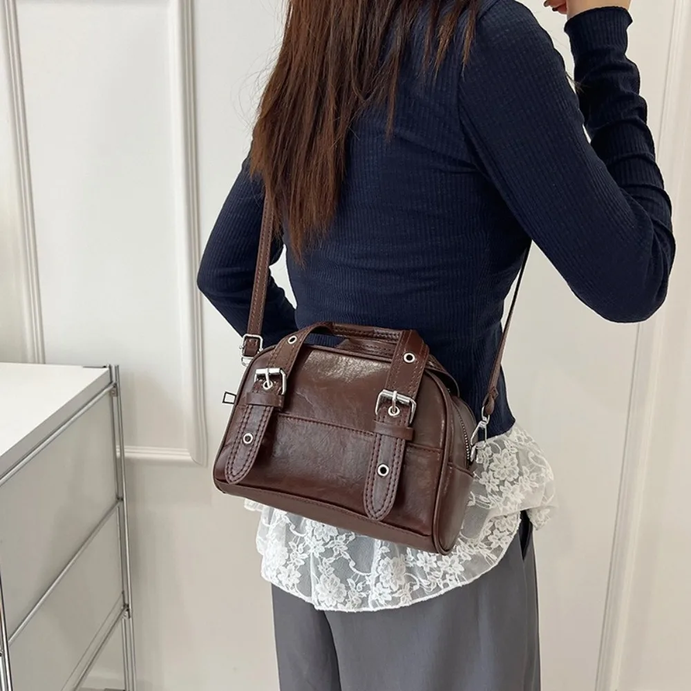 

Casual Vintage Buckle Shoulder Bag Luxury Mini Boston Crossbody Bags PU Leather Designer Women’s Handbag Spicy Girls