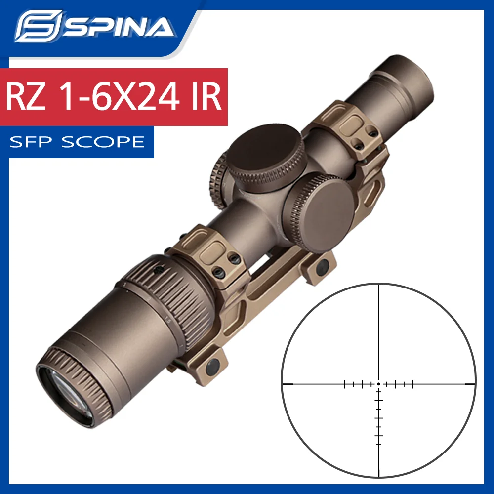 Tactical Optics RZ 1-6x24 HD Mid Dot Reticle Sight Hunting Rifle Scope Riflescope Black Battery Cover Top version .308.556 etc