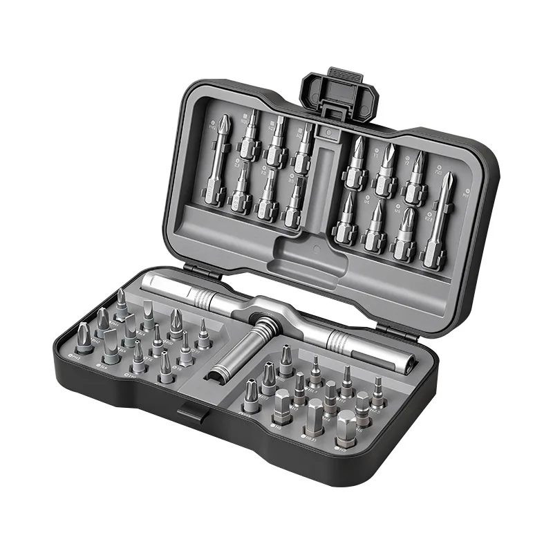 Multifunktionales Ratschenschraubendreher-Set 38 in 1 T-Griff Magnetische S2-Stahl-Bits für Motorrad, Auto, DIY-Reparatur, Handwerkzeuge – Detail 1