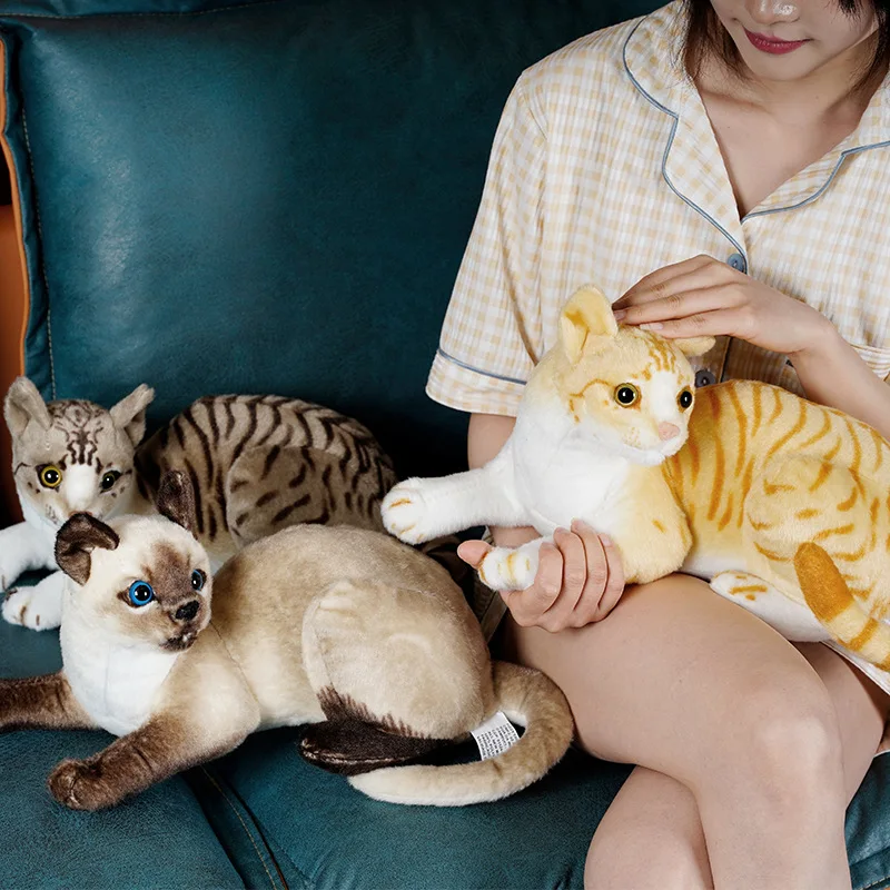 25cm/9.84in Cat Plush Toys Prone Posture Cat Doll Plushies Simulation Streak Cat Plush Toy Birthday Holiday Gift Kids Room Decor