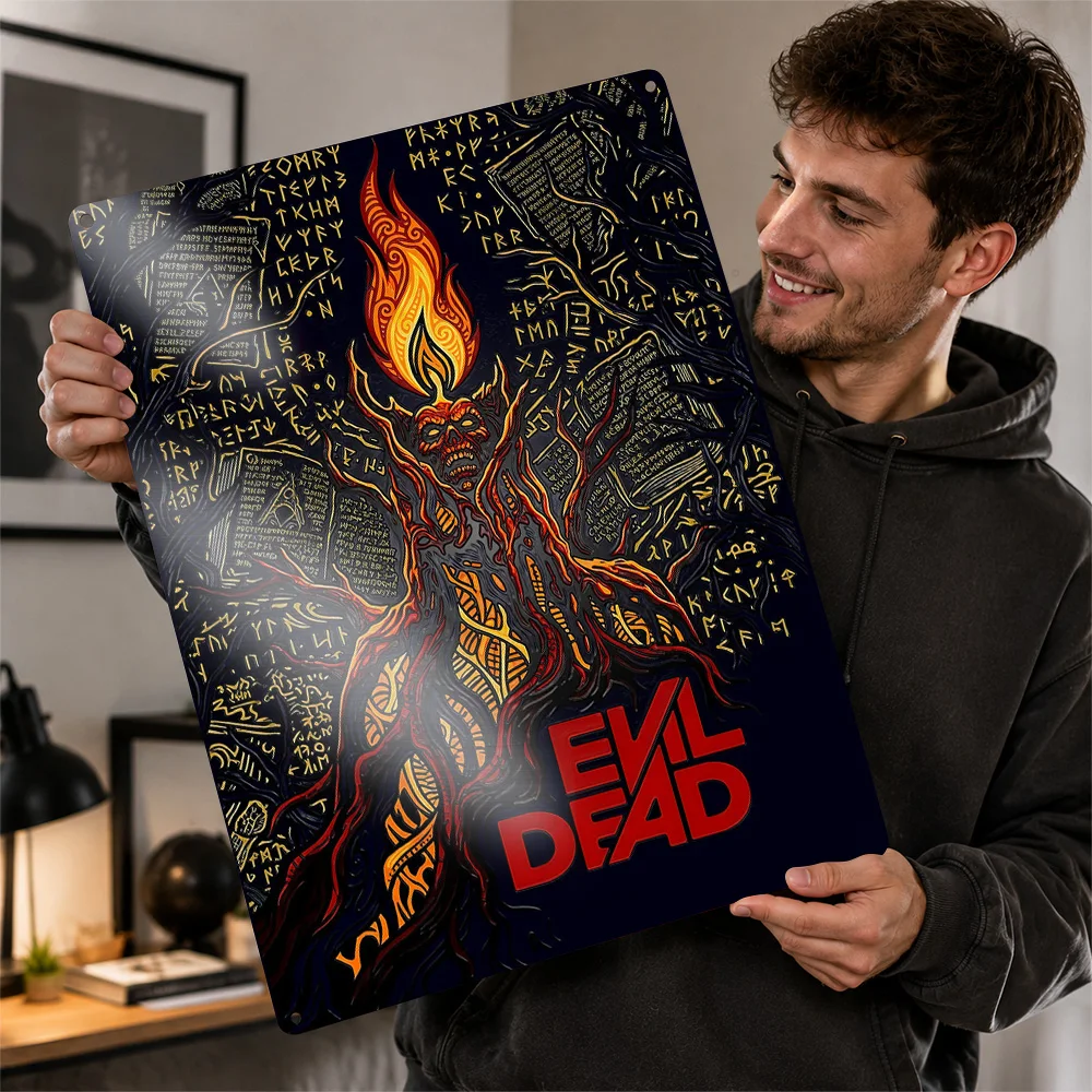 Evil Dead Personalized 3D Textured Metal Poster Wall Art Tinplate Sign for Bar Accessories Bedroom Stuff Room Decor Funny Signs