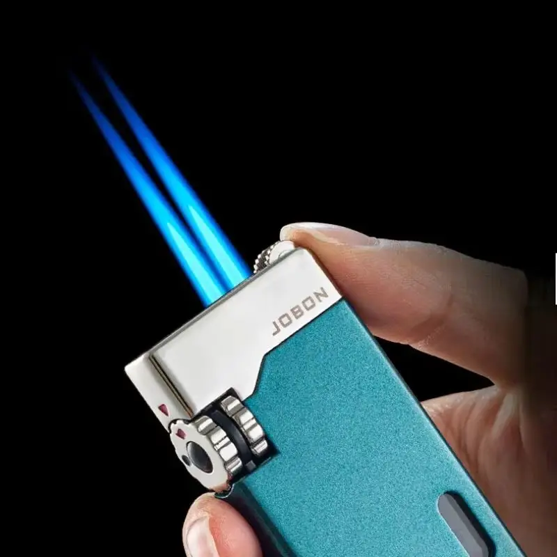 JOBON999-Double Fire Blue Flame Lighter Straight Into Windproof Lighter Inflatable Personality Visible  Metal Luminou Cool view 2