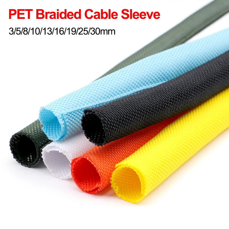 2/5/10m PET Expandable Cable Sleeve 3mm - 30mm Self-closed Car Line Wrap Protect Auto Flexible Loom Split Sleeved Wire Organizer