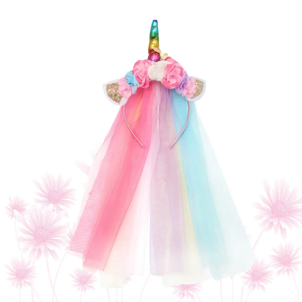 

Легкая и удобная повязка на голову с дизайном единорога из сетки для вечеринок, Рождества, карнавала, маскарада, аксессуары для волос