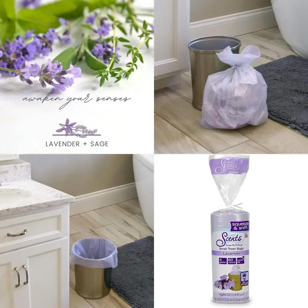

4-Gallon Lavender-Scent Small Trash Bags - 480 Bags (8 Packs x 60)
