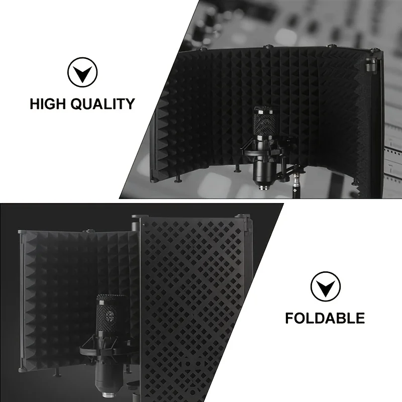 

Studio Recording Microphone Isolation Shield, Pop Filter.High Density Absorbent Foam Is Used To Filter Vocal. Suitable For And A