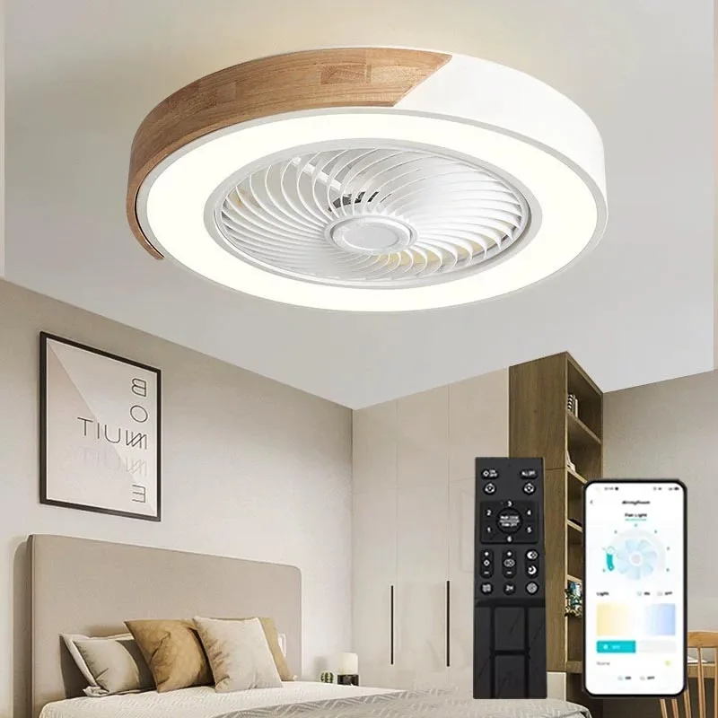 LED Fan Light Ceiling Lamp Household Modern Simple Bedroom Restaurant Invisible Ceiling Fan Light Living Dining Table Room Decor