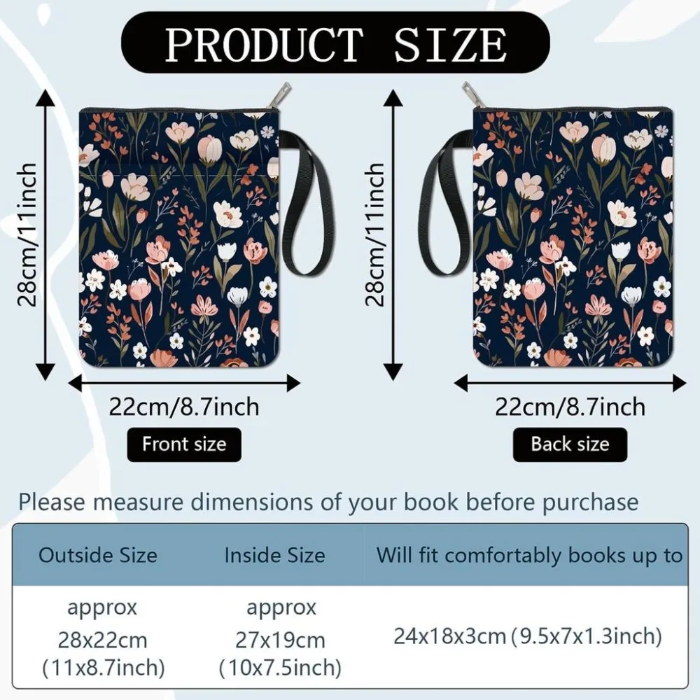 Plant Book Covers Vintage Book Sleeve Flower Book Protector for Paperbacks Washable Fabric Cloth Book Cover with Zipper Extra