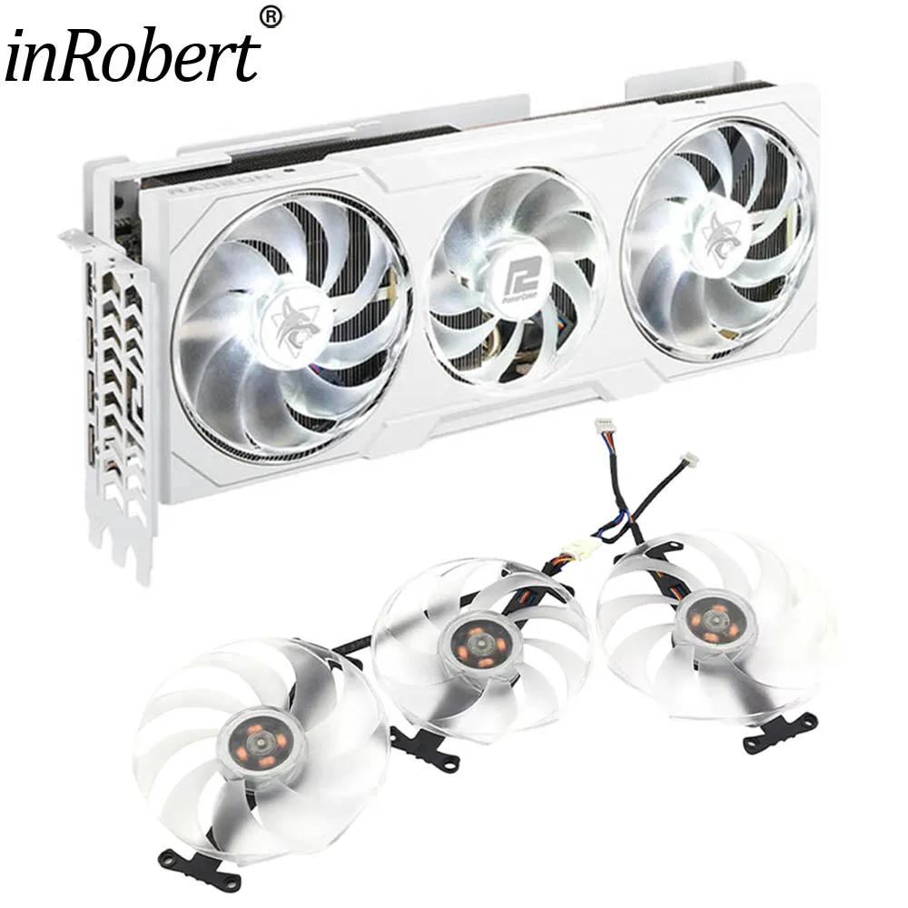 Video Card Fan Replacement for Powercolor RX 7900 XTX Hellhound Spectral White T129215BU RX7900XTX Graphics Card Cooling Fan