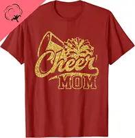 Cheer Mom Biggest Fan Cheerleader Cheerleading Mother's Day T-Shirt Cotton Custom Printed Graphic T Shirts Camiseta Hombre 2