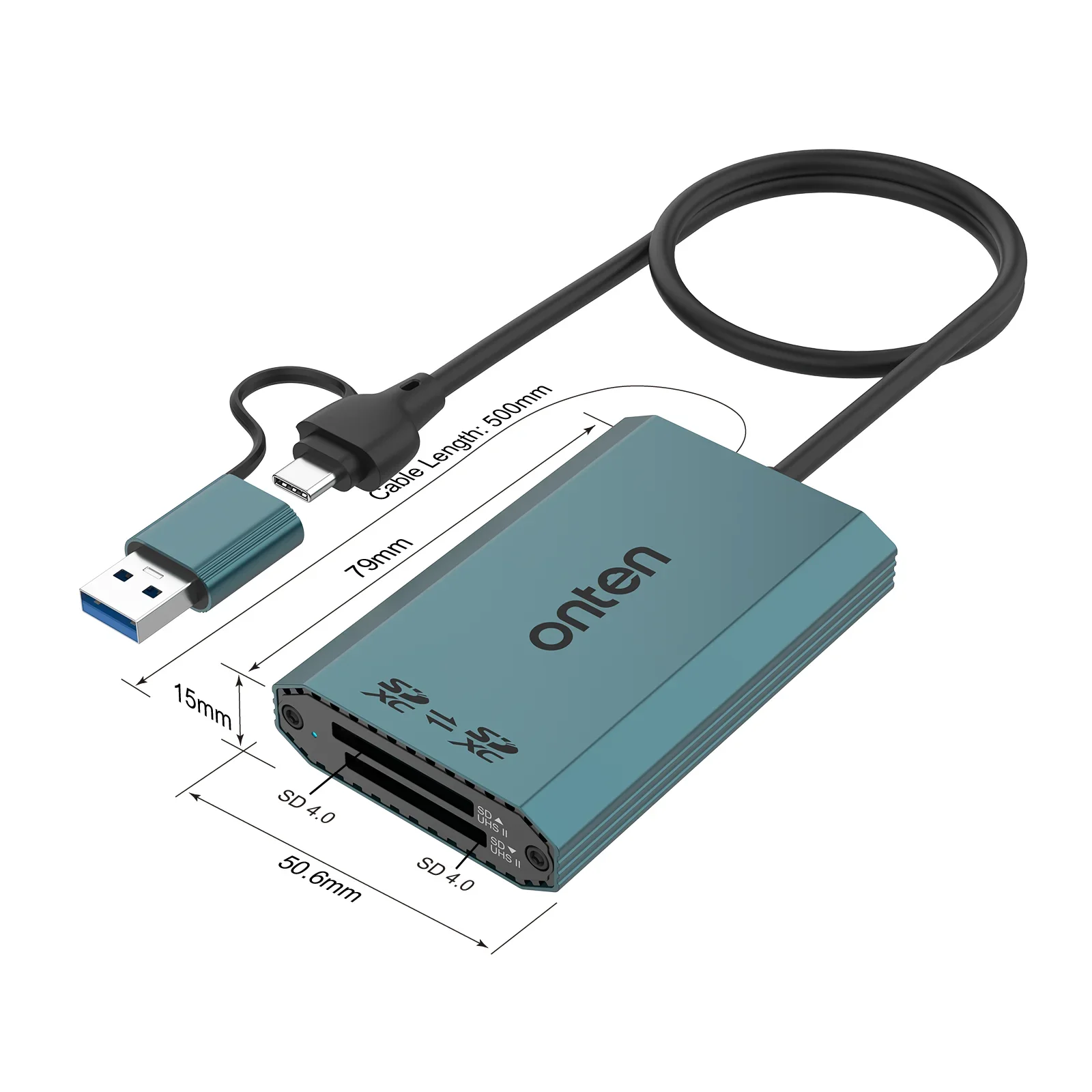 OTN-P5 Leitor de cartão, USB C e USB A, 5G HUB, USB 3.2 Gen 1, 5Gbps, SDXC, SDXC, 2 em 2