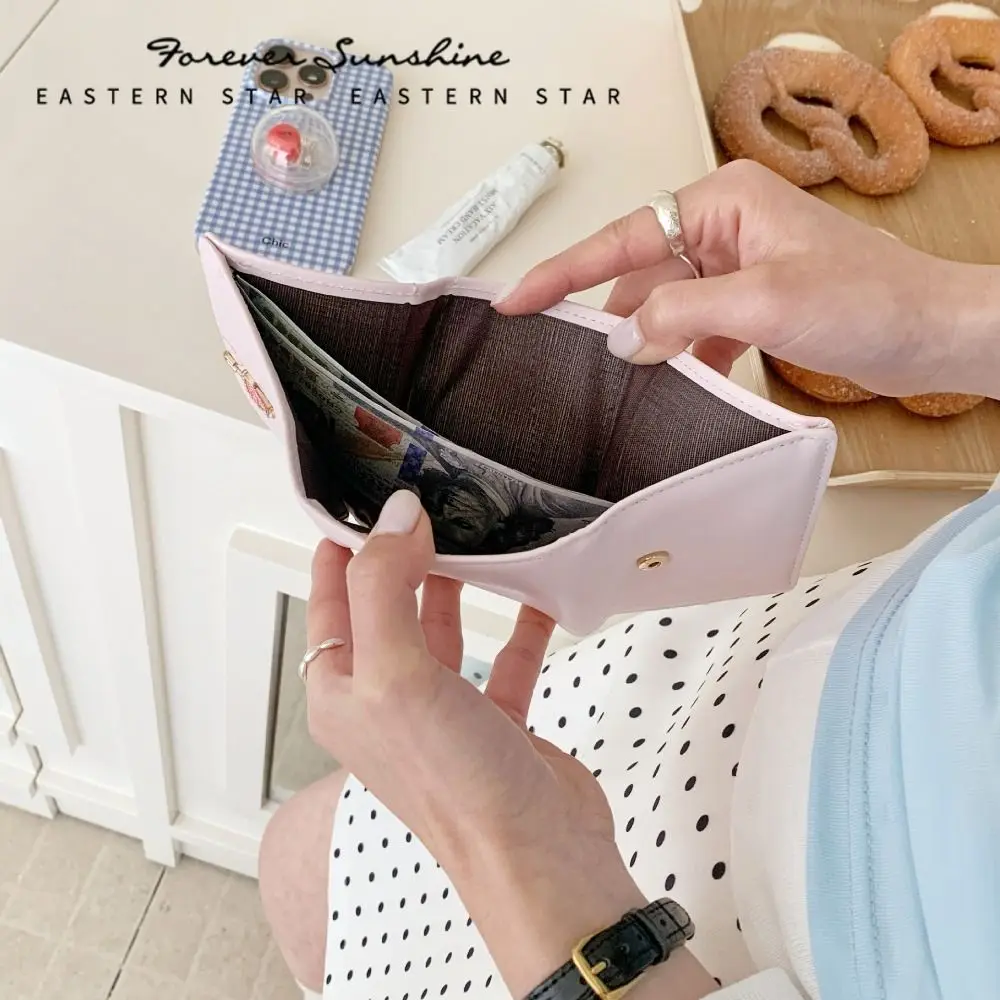 แฟชั่น PU หนังผู้หญิงกระเป๋าสตางค์การ์ตูนสามพับเหรียญขนาดใหญ่ความจุกันน้ําผู้ถือบัตรเครดิตสําหรับผู้หญิงหญิง