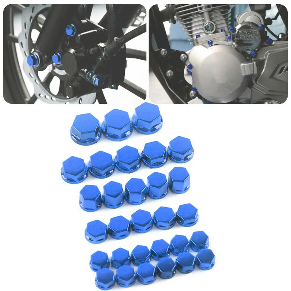 30Pc Motorcycle Screw Nut Bolt Cap Covers Accessories For Honda Plastic Plating Blue Stable  30Pc Motorcycle Screw