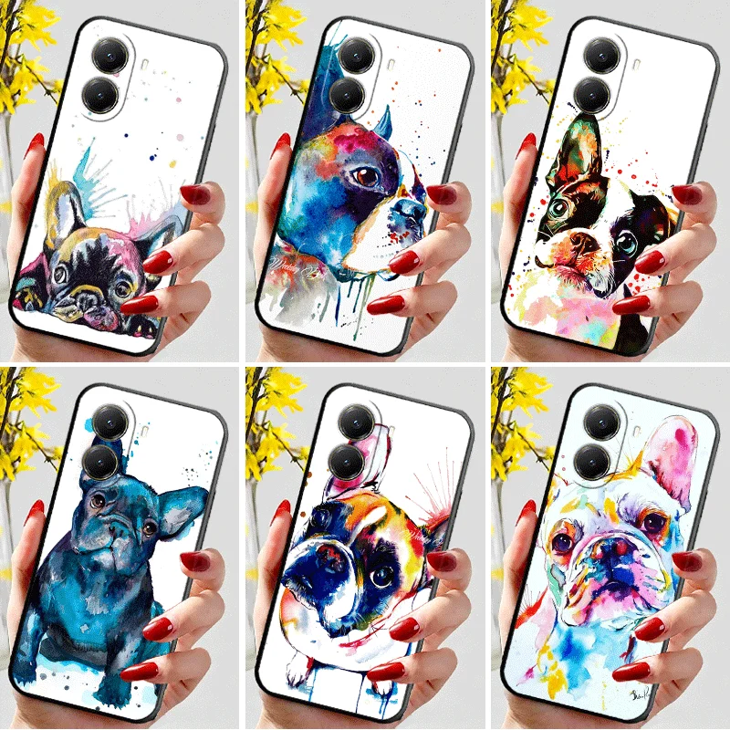 Capa de Silicone Macia para Celular Xiaomi Poco M8 F8 X8 Pro Max com Design de Bulldog Francês e Pug, Compatível com X7 F7 M7 X6 X5 Redmi 15C 15A X4 X3