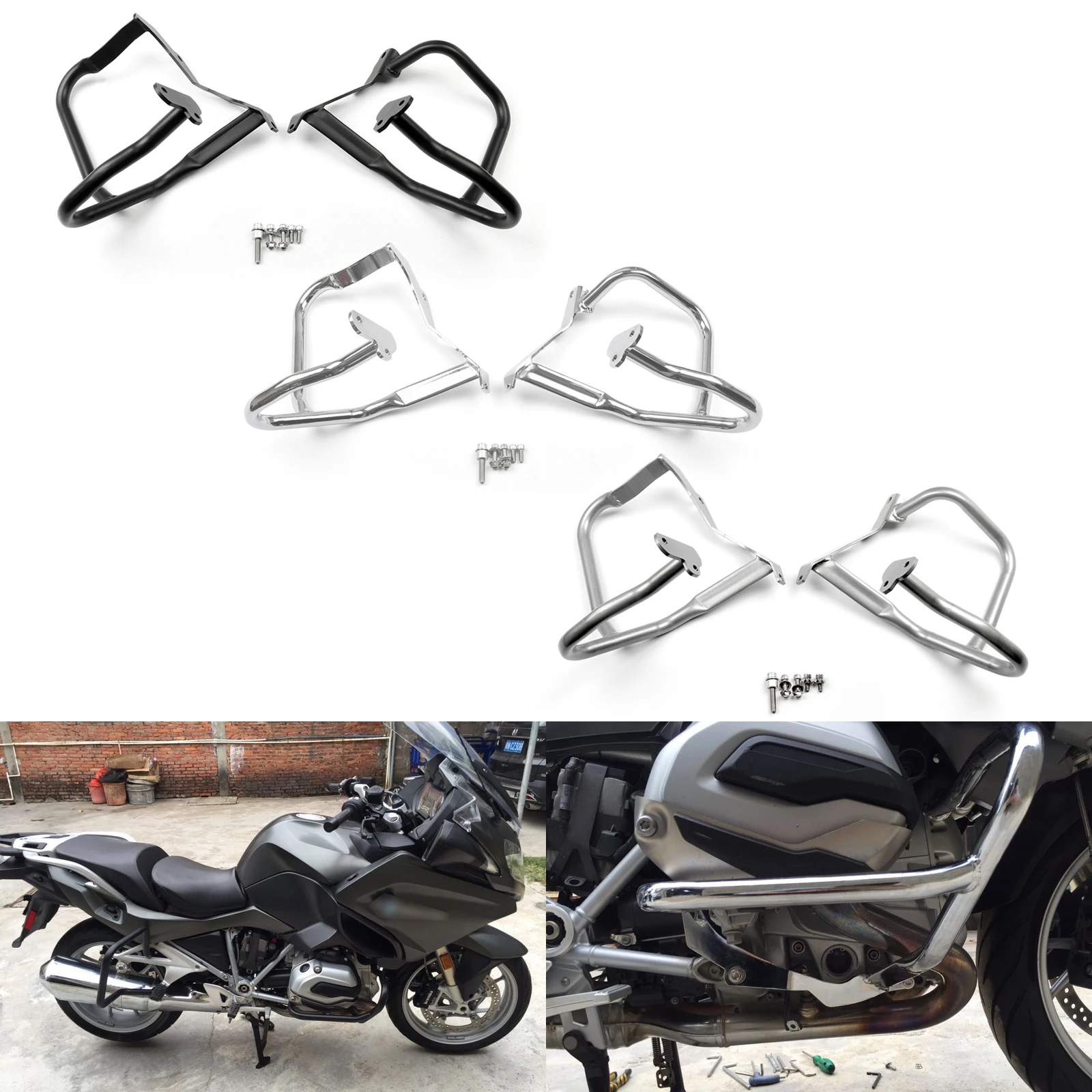 

Areyourshop Motorcycle Front Crash Bars Engine Guard Bumper Protector For R1200RT R 1200 RT 2014 2015 2016 2019