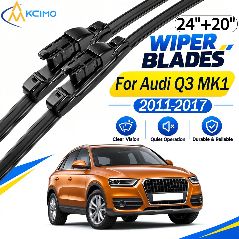 Auto Adjust Front Windscreen Wiper Blades Set 24"+20" for Audi Q3 MK1	2011-2017 Front Window Brush Wiper Blades