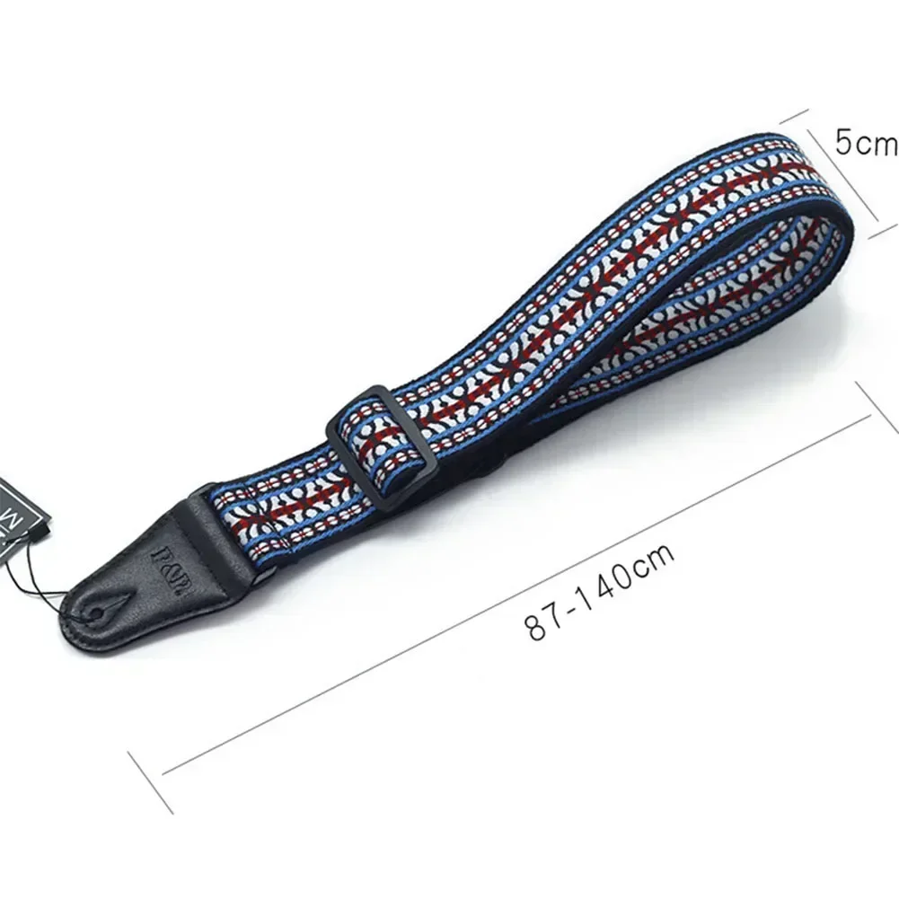 Stylish and Personalized Guitar Bass Belt Cotton and Leather Strap for Electric Acoustic Classical Guitars and Bass