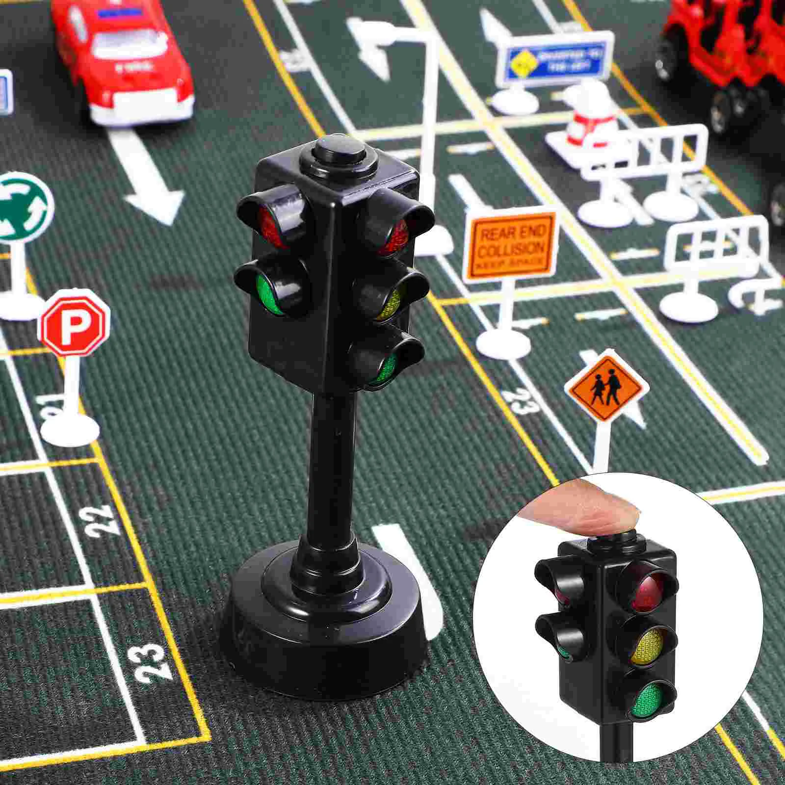 56 Pcs Street Signs Playset Traffic Toy Road Construction Miniature Light Toddler