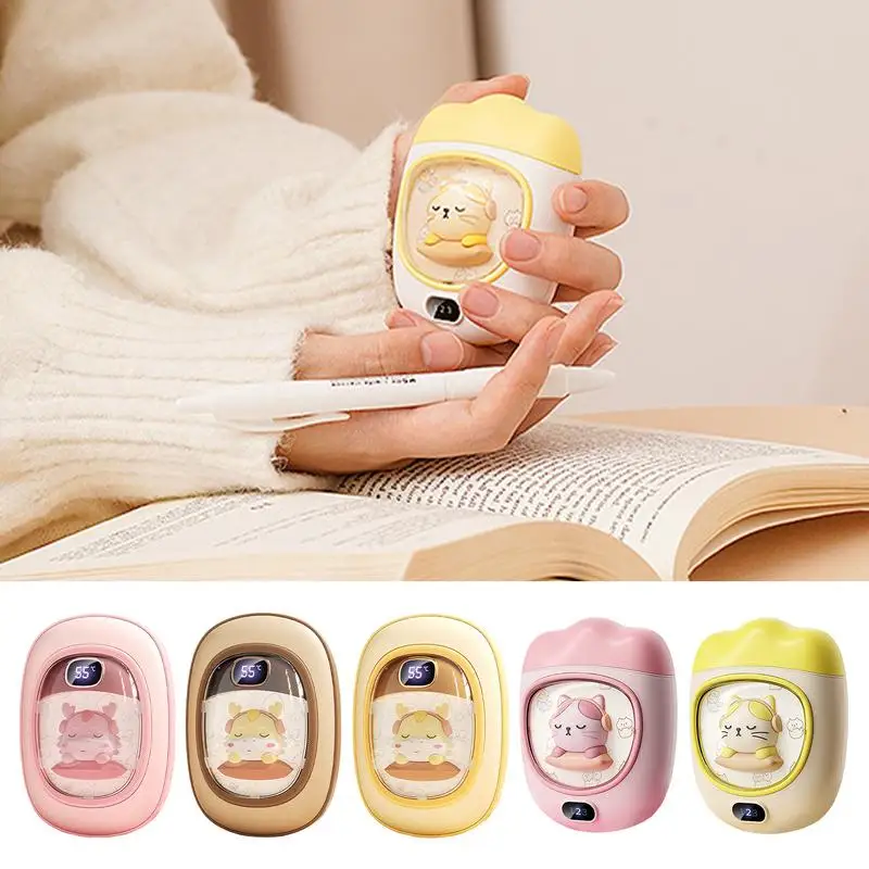 Electric Handwarmer With Digital Display Providing Cozy Warmth Cartoon Space Cabin Style USB Pocket Stove Hand Warmers For Golf